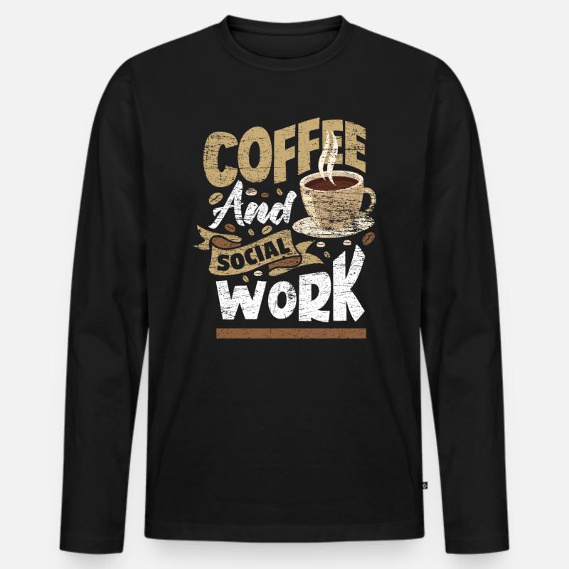 Kaffee Soziale Arbeit - Männer Premium Bio Langarmshirt - Schwarz