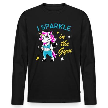 Frauen Fitness Workout lustiges Einhorn Geschenk - Männer Premium Bio Langarmshirt - Schwarz - Vorne - Nico (187cm)