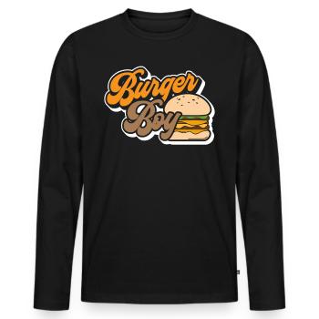 Burger - Männer Premium Bio Langarmshirt - Schwarz - Vorne - Nico (187cm)