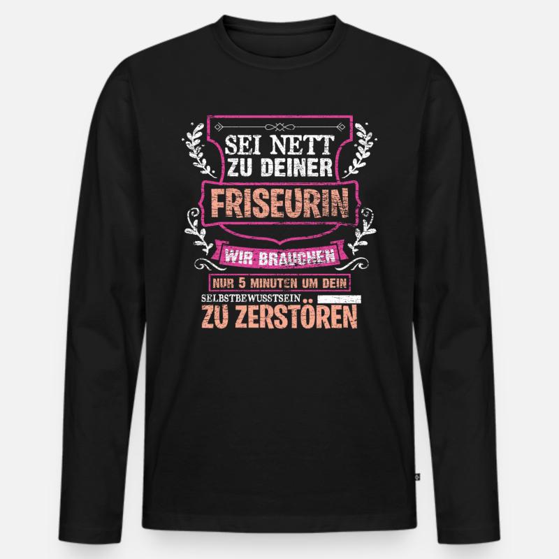Friseurin - Männer Premium Bio Langarmshirt - Schwarz
