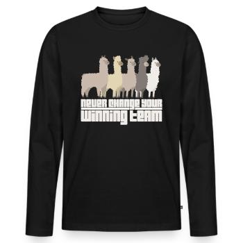 Alpaka Herde - Männer Premium Bio Langarmshirt - Schwarz - Vorne - Nico (187cm)