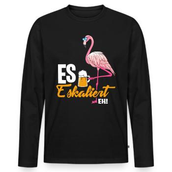 Flamingo Eskaliert - Männer Premium Bio Langarmshirt - Schwarz - Vorne - Nico (187cm)