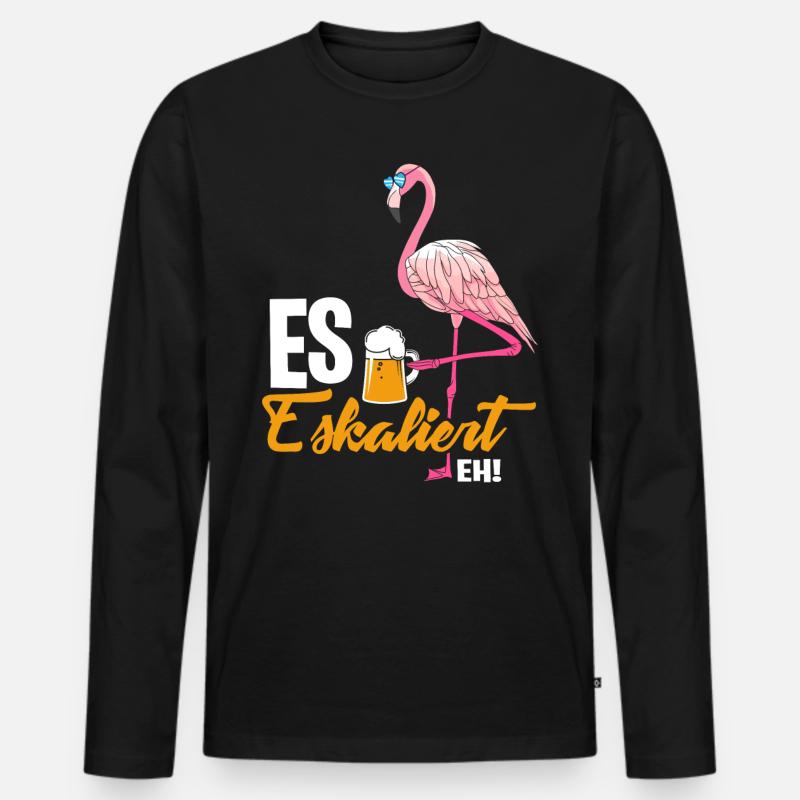 Flamingo Eskaliert - Männer Premium Bio Langarmshirt - Schwarz