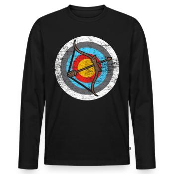 tir à l'arc - T-shirt manches longues Premium bio Homme - noir - Devant - Nico (187cm)