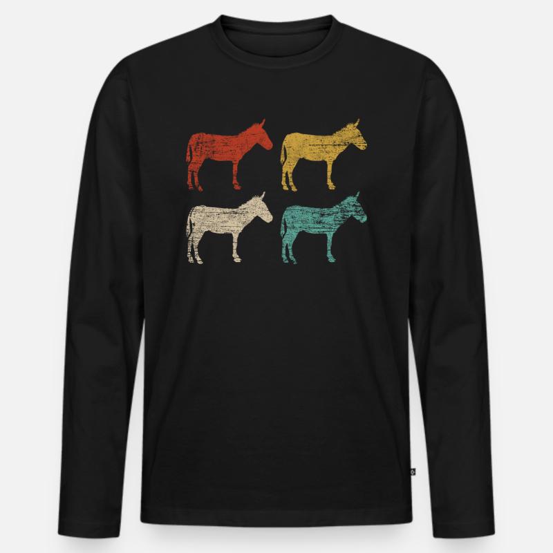 Esel Nutztier - Männer Premium Bio Langarmshirt - Schwarz