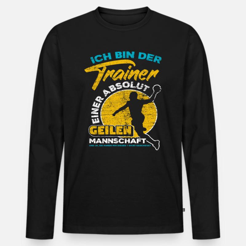 Handball Trainer - Männer Premium Bio Langarmshirt - Schwarz
