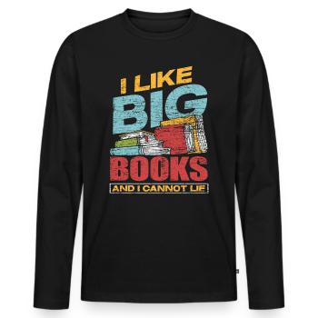 Buch Bücher - Männer Premium Bio Langarmshirt - Schwarz - Vorne - Nico (187cm)