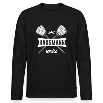 Vintage Stil lustiges Hausmann Shirt - Männer Premium Bio Langarmshirt - Schwarz - Vorne - Nico (187cm)