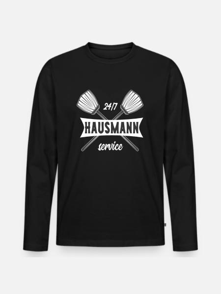 Vintage Stil lustiges Hausmann Shirt - Männer Premium Bio Langarmshirt - Schwarz
