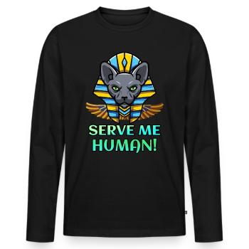Chat Sphynx Pharaon chat égyptien - T-shirt manches longues Premium bio Homme - noir - Devant - Nico (187cm)