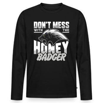 honey badger - Men's Premium Organic Long Sleeve Shirt - black - Front - Nico (187cm)