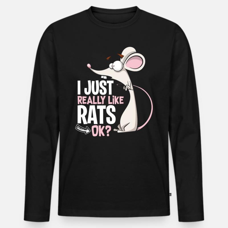 Ratten Lieblingstier - Männer Premium Bio Langarmshirt - Schwarz