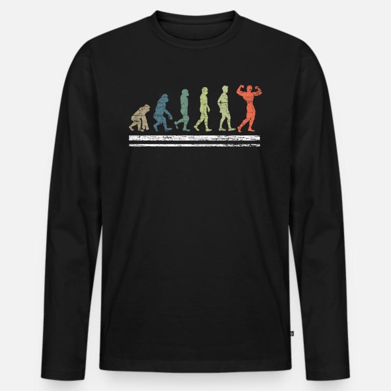 Bodybuilding Evolution - Männer Premium Bio Langarmshirt - Schwarz