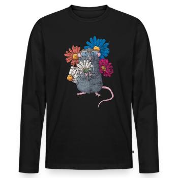 Rate rongeur - T-shirt manches longues Premium bio Homme - noir - Devant - Nico (187cm)