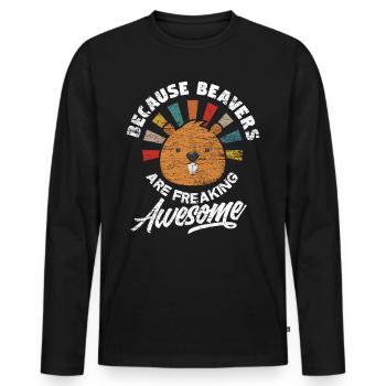 Biber - Männer Premium Bio Langarmshirt - Schwarz - Vorne - Nico (187cm)