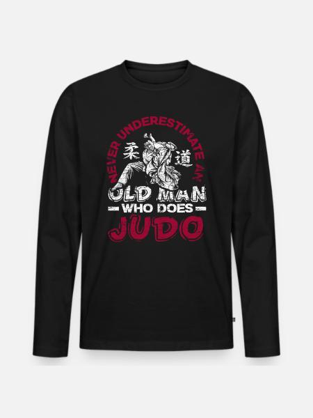 Judo Alter Mann - Männer Premium Bio Langarmshirt - Schwarz