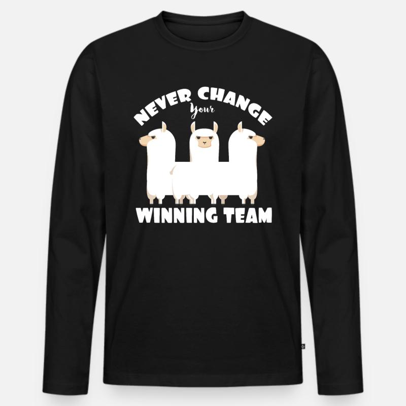 Alpaka Team - Männer Premium Bio Langarmshirt - Schwarz