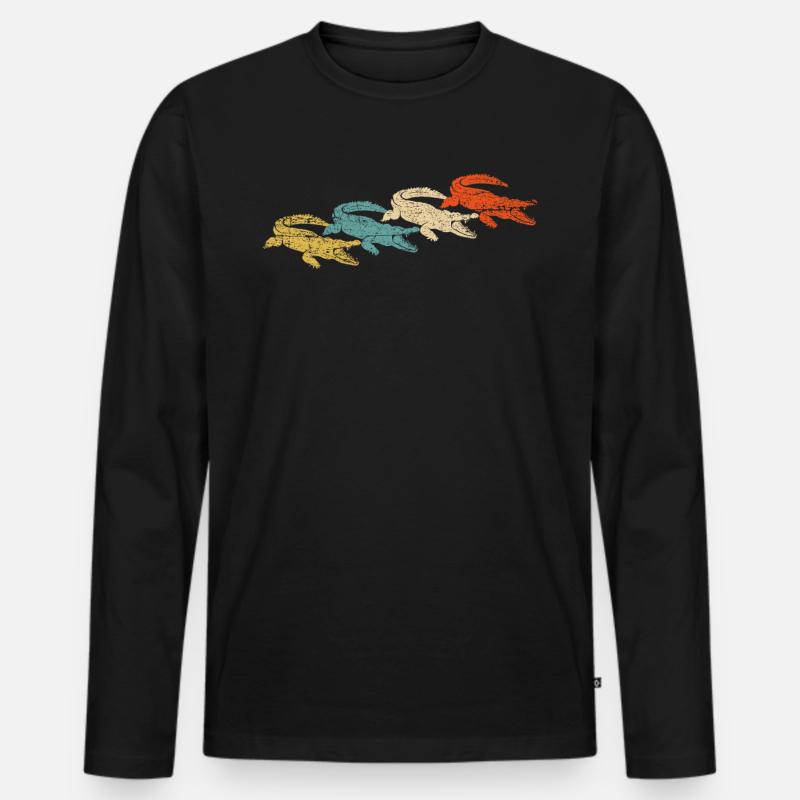 Krokodil - Männer Premium Bio Langarmshirt - Schwarz