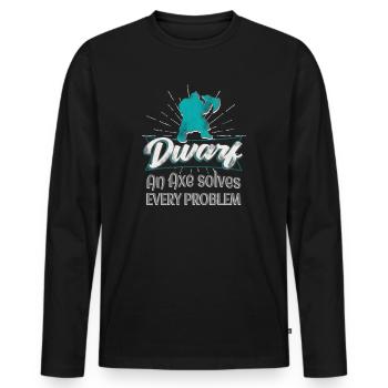 Dwarf RPG character role-playing game - Men's Premium Organic Long Sleeve Shirt - black - Front - Nico (187cm)