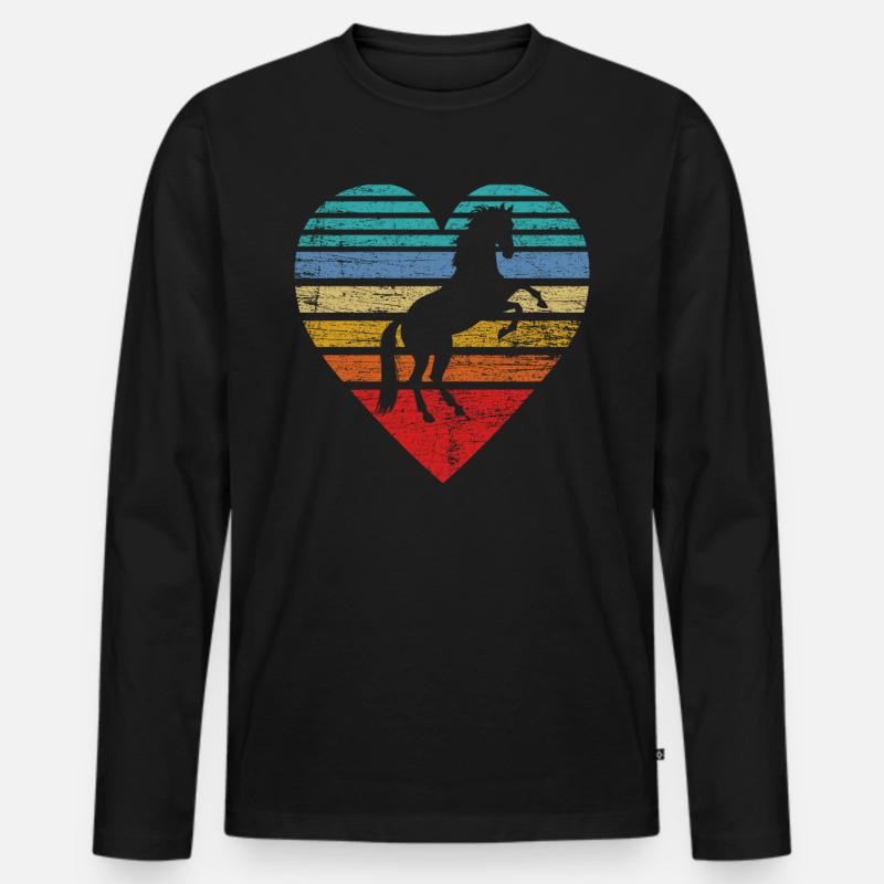 Pferde Herz - Männer Premium Bio Langarmshirt - Schwarz