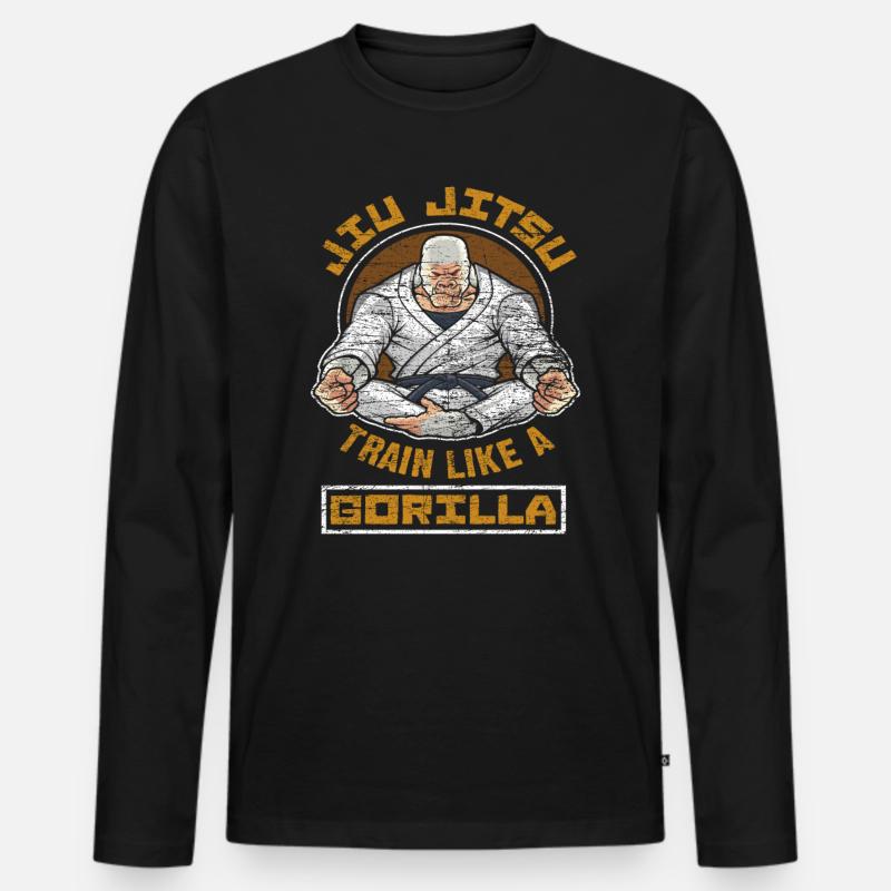 Jiu Jitsu Gorilla - Männer Premium Bio Langarmshirt - Schwarz