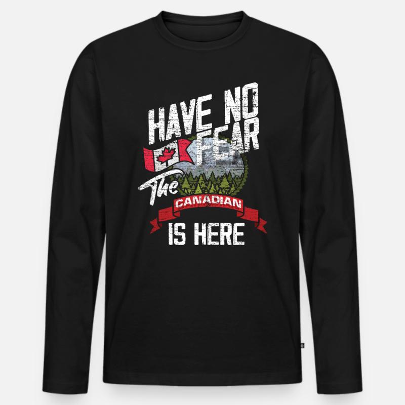 Kanada Angst - Männer Premium Bio Langarmshirt - Schwarz