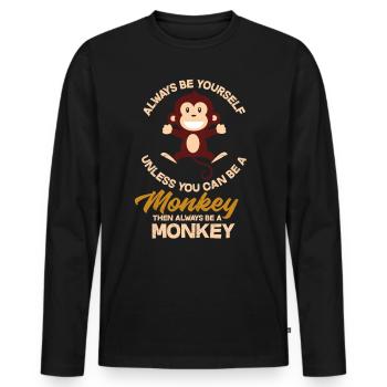 Affe Lieblingstier - Männer Premium Bio Langarmshirt - Schwarz - Vorne - Nico (187cm)