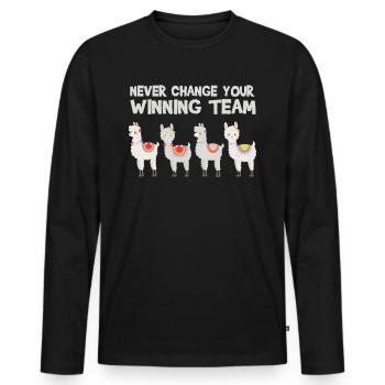 Alpaka Alpaka Alpaka Alpaka - Männer Premium Bio Langarmshirt - Schwarz - Vorne - Nico (187cm)