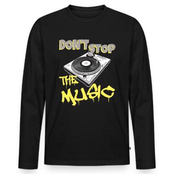 Platine vinyle DJ - T-shirt manches longues Premium bio Homme - noir - Devant - Nico (187cm)