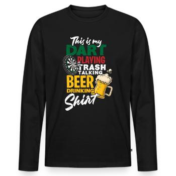 Dart Hobby Beer - Men's Premium Organic Long Sleeve Shirt - black - Front - Nico (187cm)