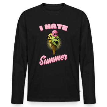 Ich hasse Sommer Eis Totenkopf - Männer Premium Bio Langarmshirt - Schwarz - Vorne - Nico (187cm)