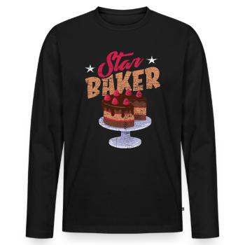 Backen Bäcker - Männer Premium Bio Langarmshirt - Schwarz - Vorne - Nico (187cm)
