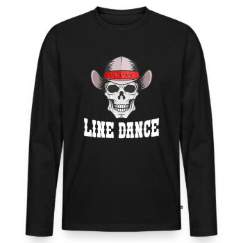 Line dance western skull - Men's Premium Organic Long Sleeve Shirt - black - Front - Nico (187cm)