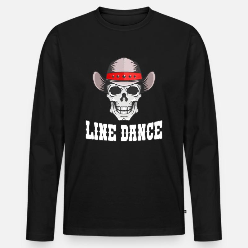 Line Dance Western Totenkopf - Männer Premium Bio Langarmshirt - Schwarz