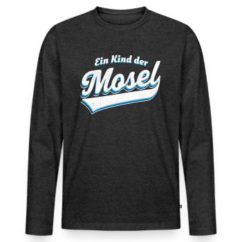 Ein Kind der Mosel - Männer Premium Bio Langarmshirt - Anthrazit meliert - Vorne - Nico (187cm)