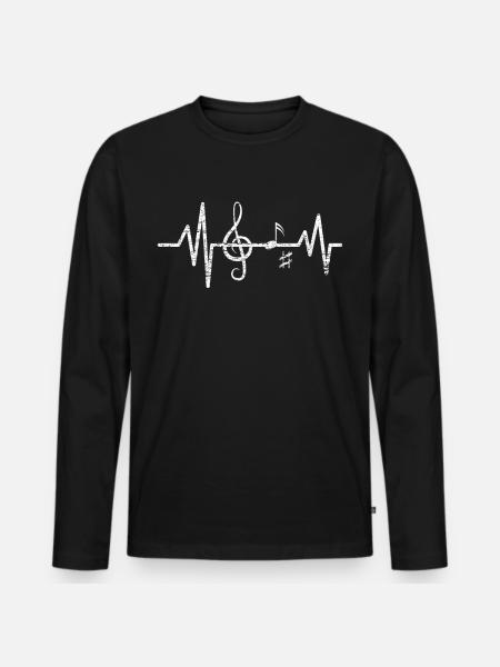 Music treble clef heartbeat - Men's Premium Organic Long Sleeve Shirt - black