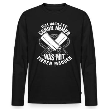 Fleischer Schlachter - Männer Premium Bio Langarmshirt - Schwarz - Vorne - Nico (187cm)