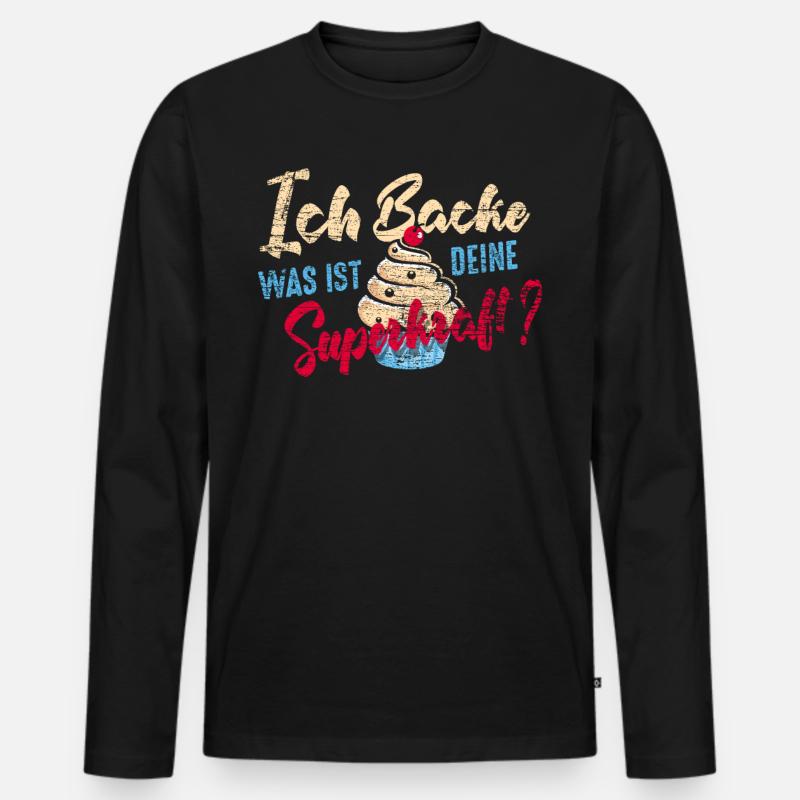 Bäcker Superkraft - Männer Premium Bio Langarmshirt - Schwarz