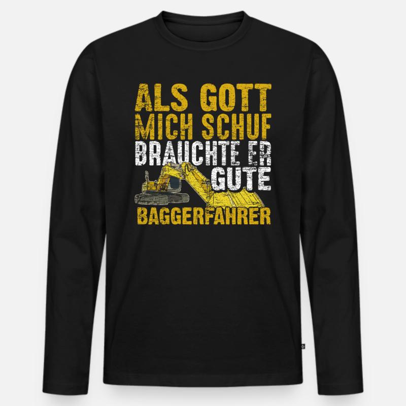 Baggerfahrer Arbeit - Männer Premium Bio Langarmshirt - Schwarz