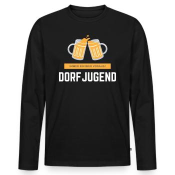 Dorfjugend - Immer ein Bier voraus! - Männer Premium Bio Langarmshirt - Schwarz - Vorne - Nico (187cm)