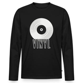 vinyle - T-shirt manches longues Premium bio Homme - noir - Devant - Nico (187cm)