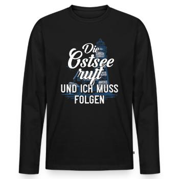Die Ostsee ruft - Männer Premium Bio Langarmshirt - Schwarz - Vorne - Nico (187cm)