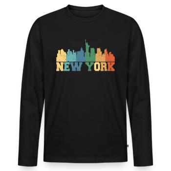 New York Skyline retro - Männer Premium Bio Langarmshirt - Schwarz - Vorne - Nico (187cm)