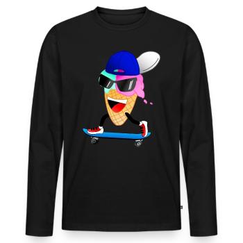 Glace patineuse drôle - T-shirt manches longues Premium bio Homme - noir - Devant - Nico (187cm)