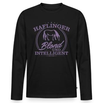 Haflinger Pferd Reiterin Spruch Blond Intelligent - Männer Premium Bio Langarmshirt - Schwarz - Vorne - Nico (187cm)