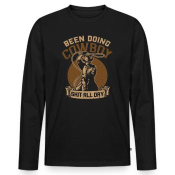 Cowboy Lasso Roping - Men's Premium Organic Long Sleeve Shirt - black - Front - Nico (187cm)