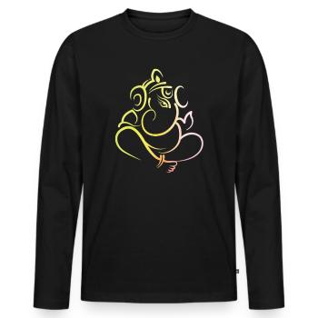 Dieu éléphant indien Ganesh - T-shirt manches longues Premium bio Homme - noir - Devant - Nico (187cm)