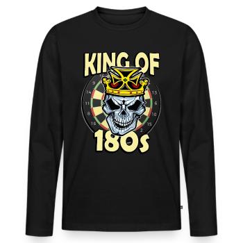 Darts king of the 180s - Men's Premium Organic Long Sleeve Shirt - black - Front - Nico (187cm)