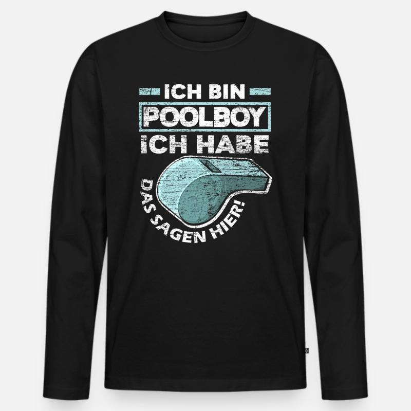 Bademeister Pool boy - Männer Premium Bio Langarmshirt - Schwarz