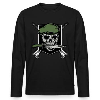 Emblème de l'armée de crâne de soldats - T-shirt manches longues Premium bio Homme - noir - Devant - Nico (187cm)